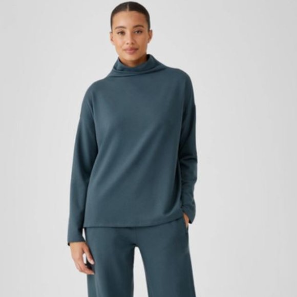 Eileen Fisher Cozy Brushed Terry Hug Funnel Neck Box-Top Size XL New wit… - Picture 1 of 10